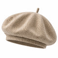 Boina de punto talla única beige - estilo clásico para uso diario