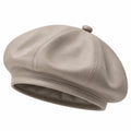 Boina talla única de polipiel beige estilo clásico