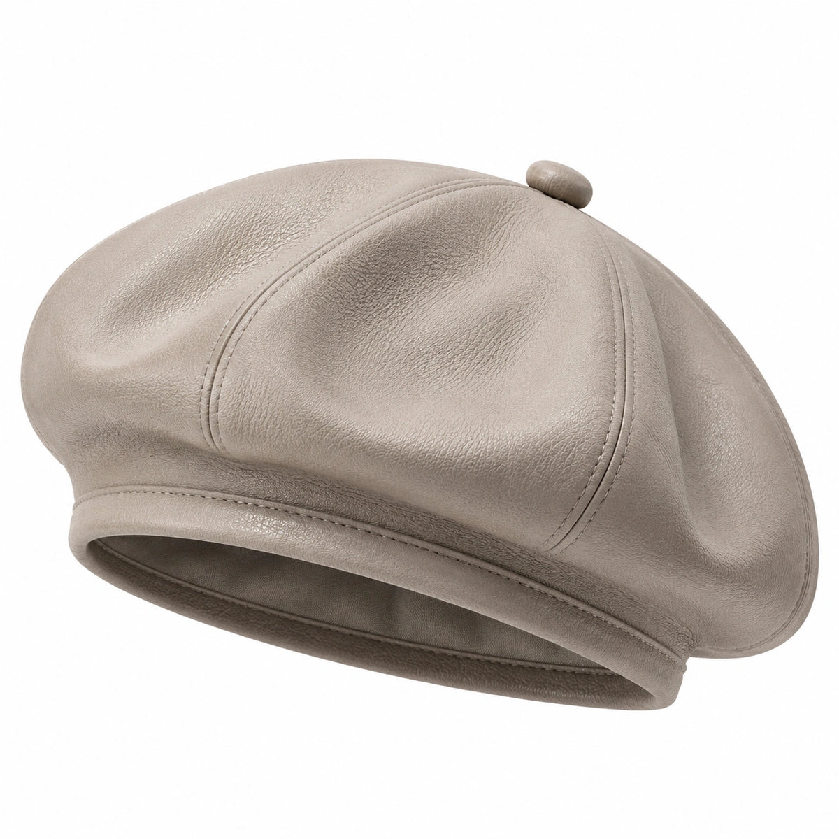 Boina talla única de polipiel beige estilo clásico