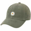 Gorra de béisbol talla única de pana verde con bordado floral para uso diario