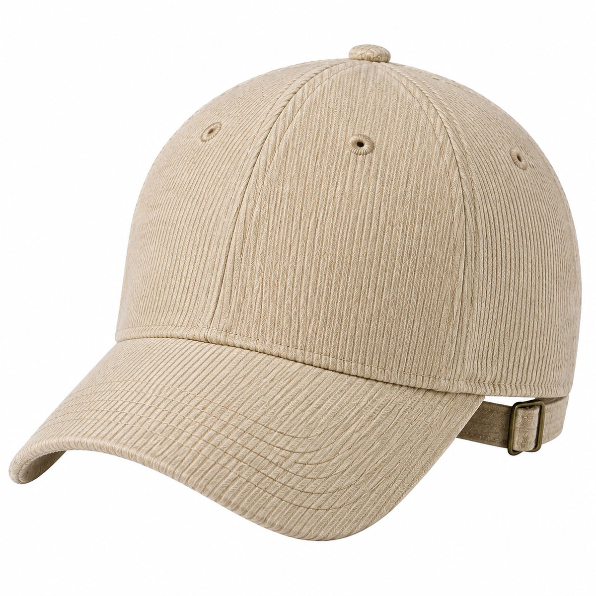 Gorra de béisbol talla única beige de tejido acanalado ajustable