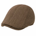 Gorra plana talla única de tejido marrón con espiga estilo clásico
