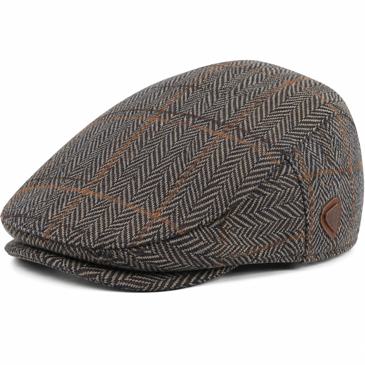 Gorra plana talla única de tejido gris con estampado de espiga estilo clásico