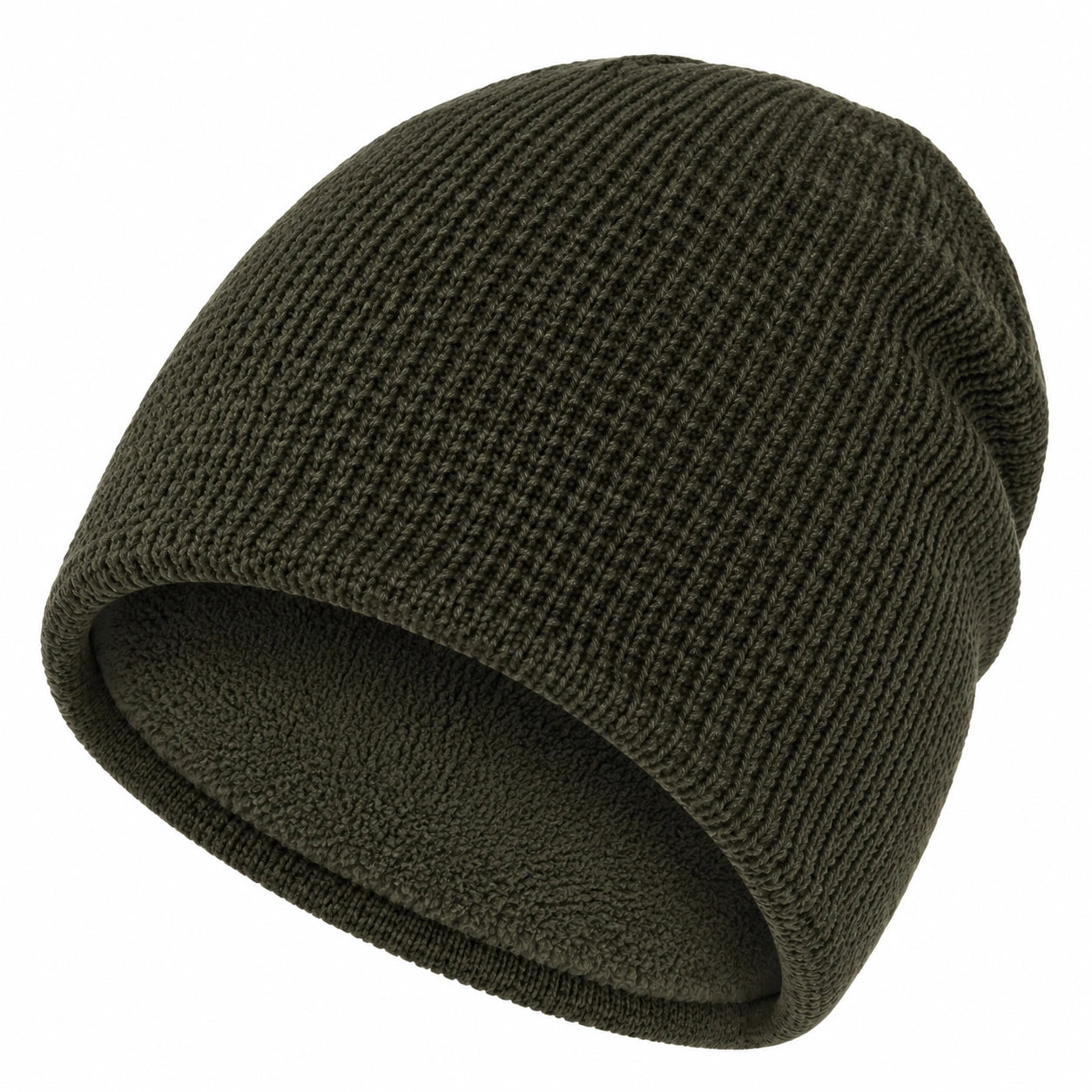Gorro de punto talla única verde oliva - forro suave para uso diario