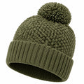 Gorro de punto talla única verde oliva con pompón para invierno