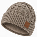 Gorro de punto talla única gris topo con borde doblado para invierno