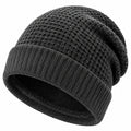 Gorro de punto talla única gris oscuro con borde acanalado para uso diario