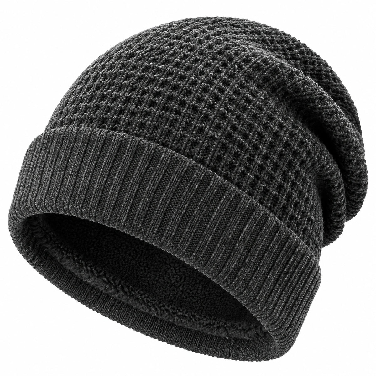 Gorro de punto talla única gris oscuro con borde acanalado para uso diario