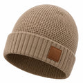 Gorro de punto talla única beige con vuelta para uso diario