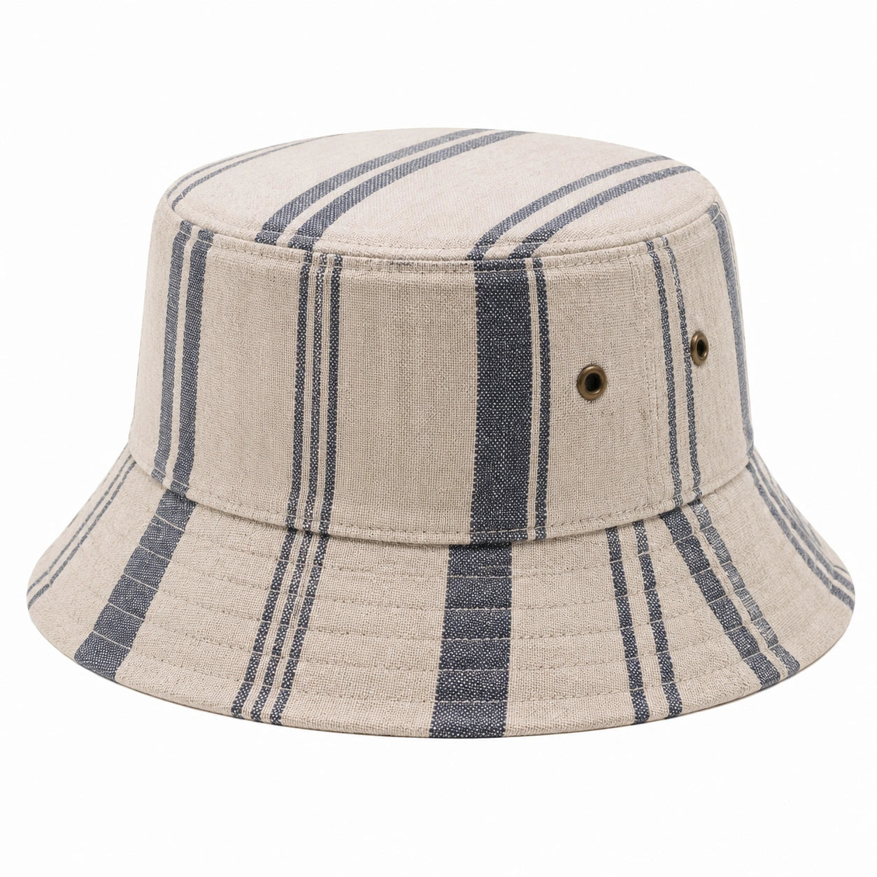 Sombrero de pescador talla única de tejido beige y azul marino a rayas para uso diario