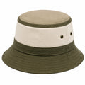 Sombrero de pescador talla única de tejido beige y verde oliva con ventilación