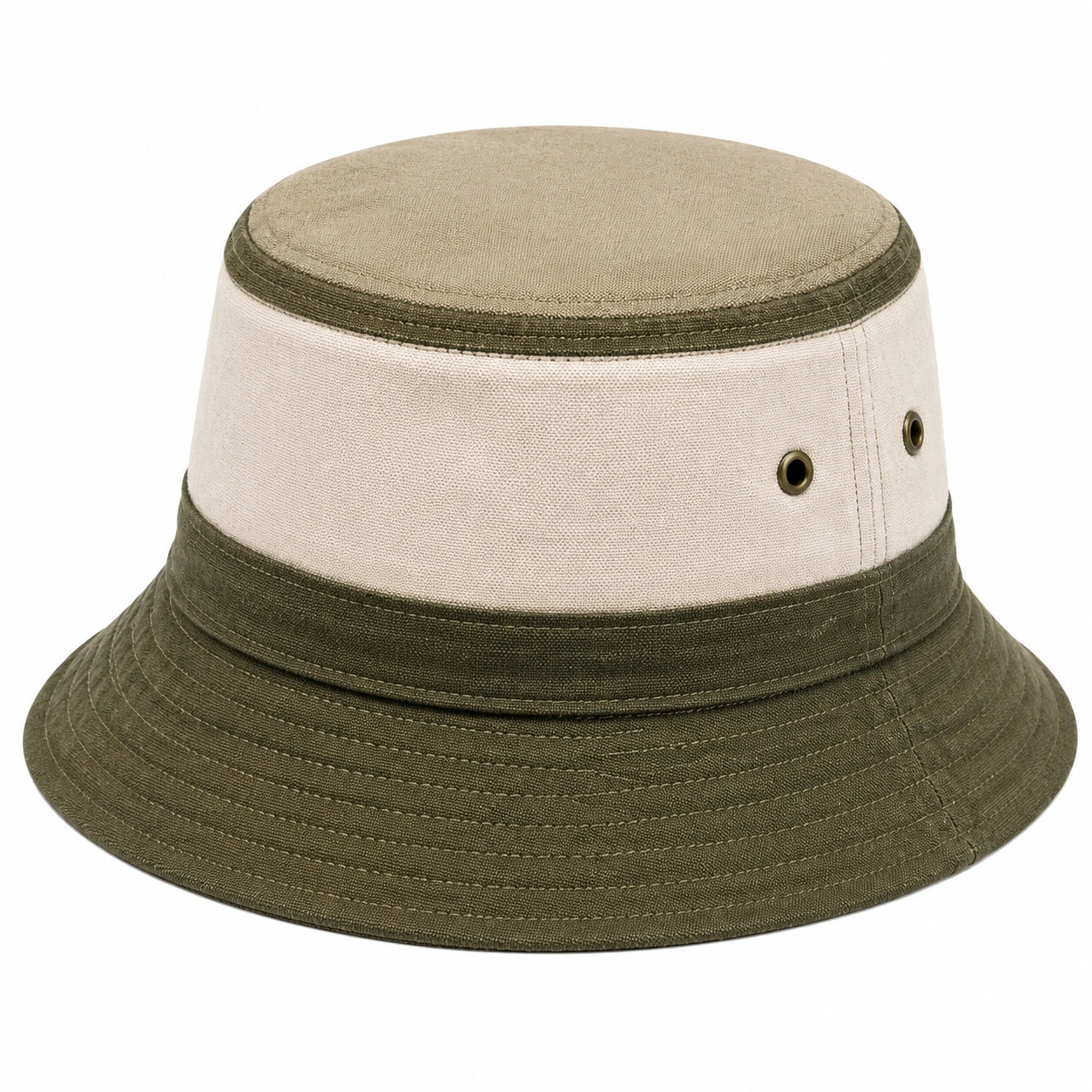 Sombrero de pescador talla única de tejido beige y verde oliva con ventilación