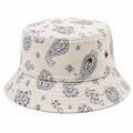 Sombrero bucket de talla única en tejido beige y azul con estampado paisley para uso diario