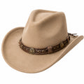 Sombrero cowboy talla única de ante sintético beige con banda marrón estilo western