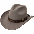 Sombrero vaquero de talla única en fieltro gris con banda de cuero decorativa