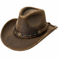 Sombrero vaquero de talla única en material sintético marrón con acabado envejecido
