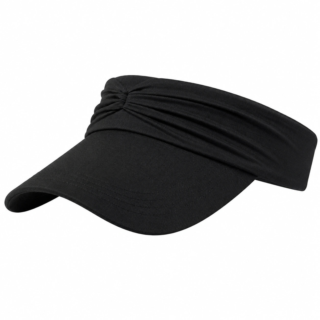 Visera deportiva talla única de tejido negro - ala curva y ajuste elástico